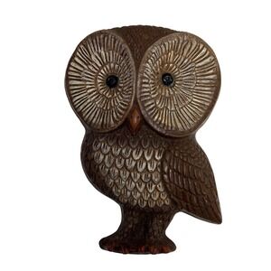 Vintage Textured Wise Old Owl Wall Plaque Brown Foamcraft Hanging Decor 70s